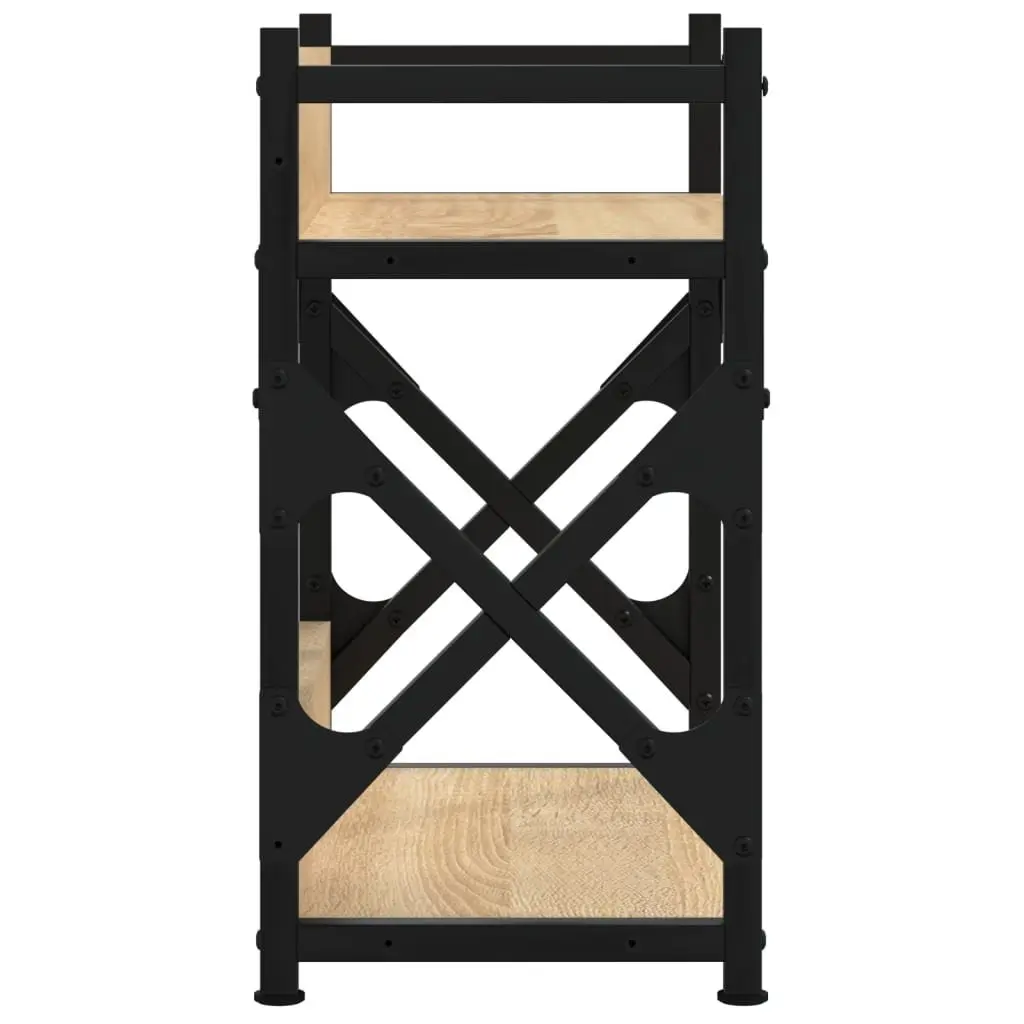 2-Tier Printer Stand Desk Organiser Brown Engineered Wood Metal Frame Office
