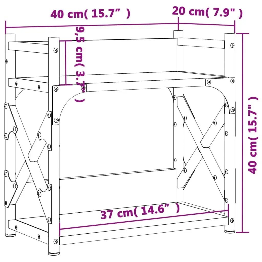 2-Tier Printer Stand Desk Organiser Brown Engineered Wood Metal Frame Office