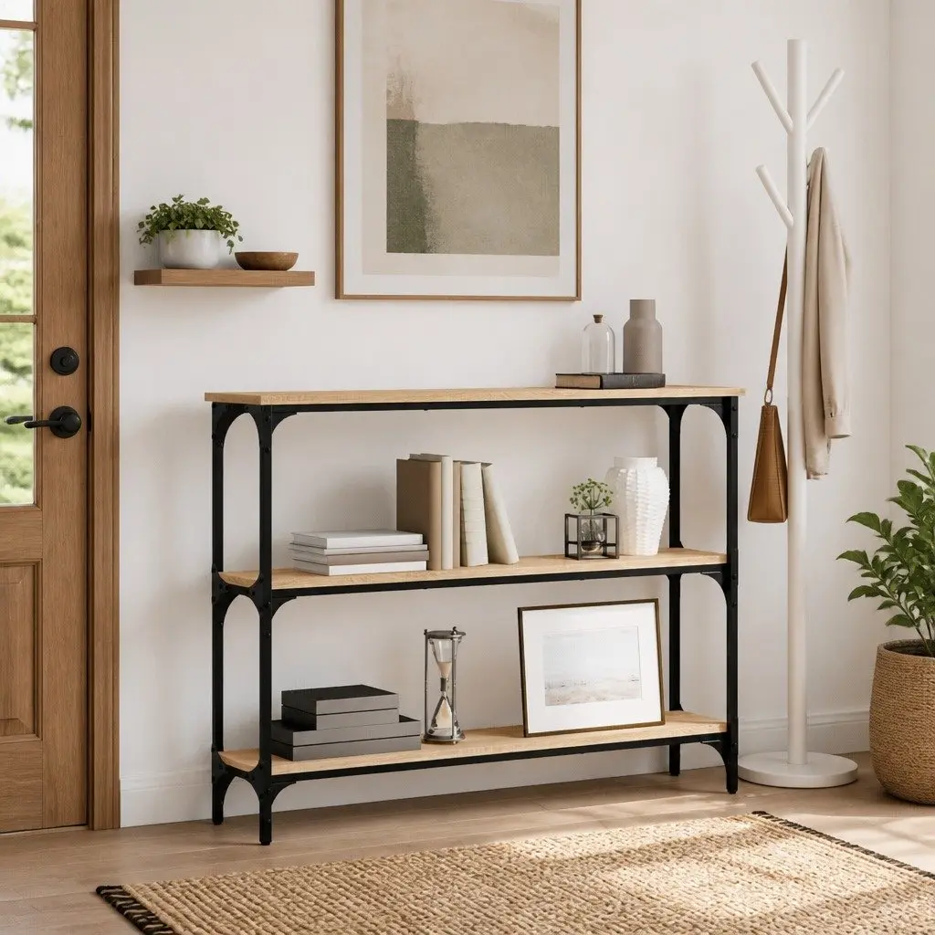 Console Table Sonoma Oak Brown Hallway Entryway Living Room Storage Accent
