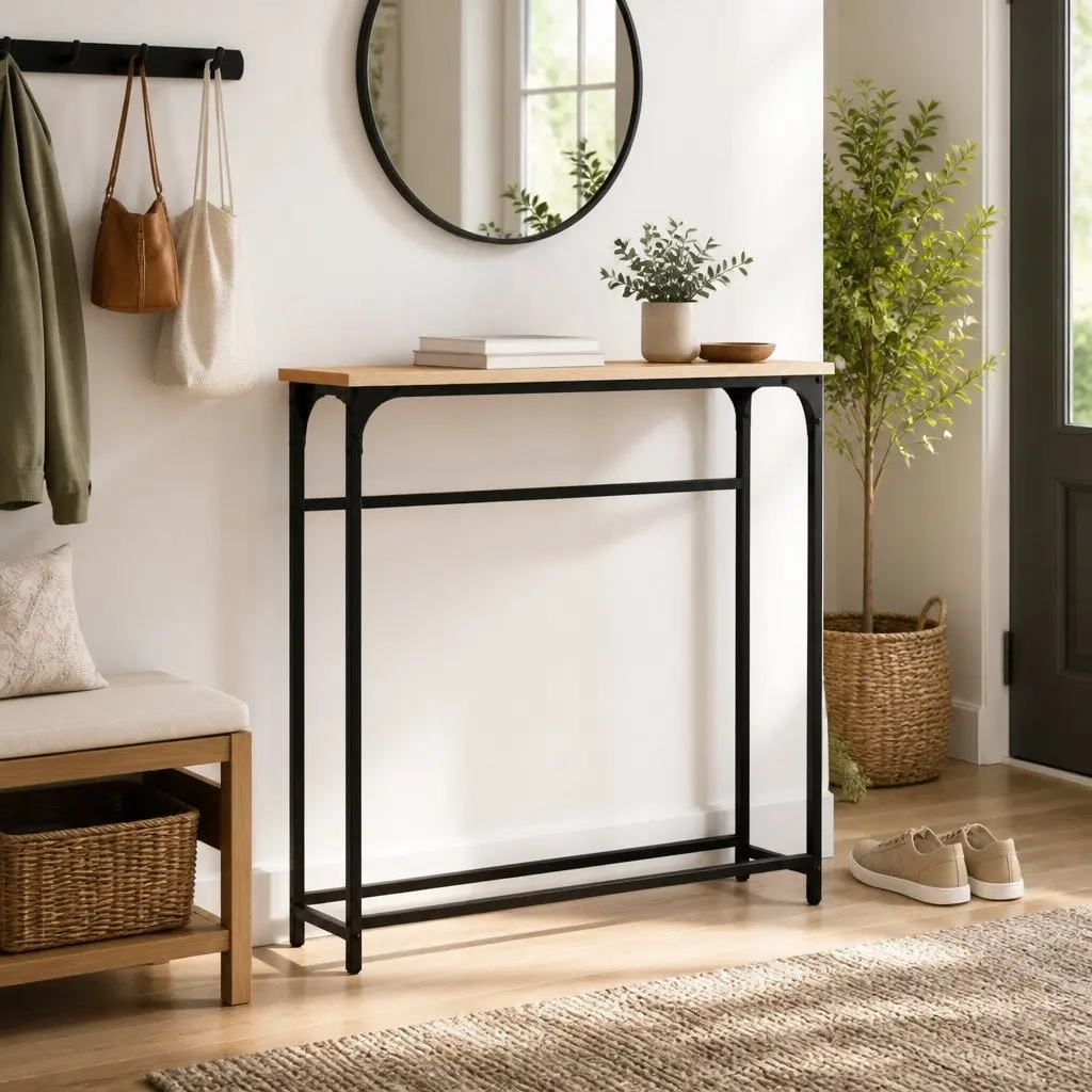 Console Table Entryway Accent Engineered Wood Brown 75x19.5x75cm