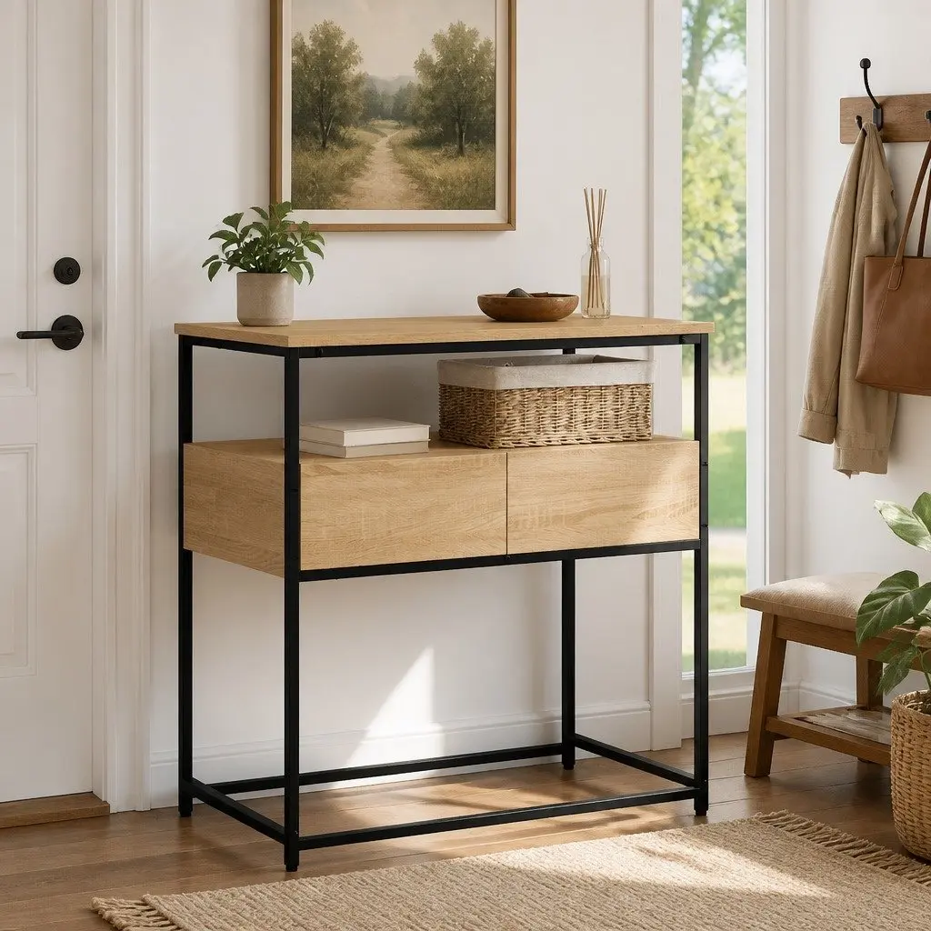 Console Table Entryway Storage 75W x 40D x 75H cm Brown