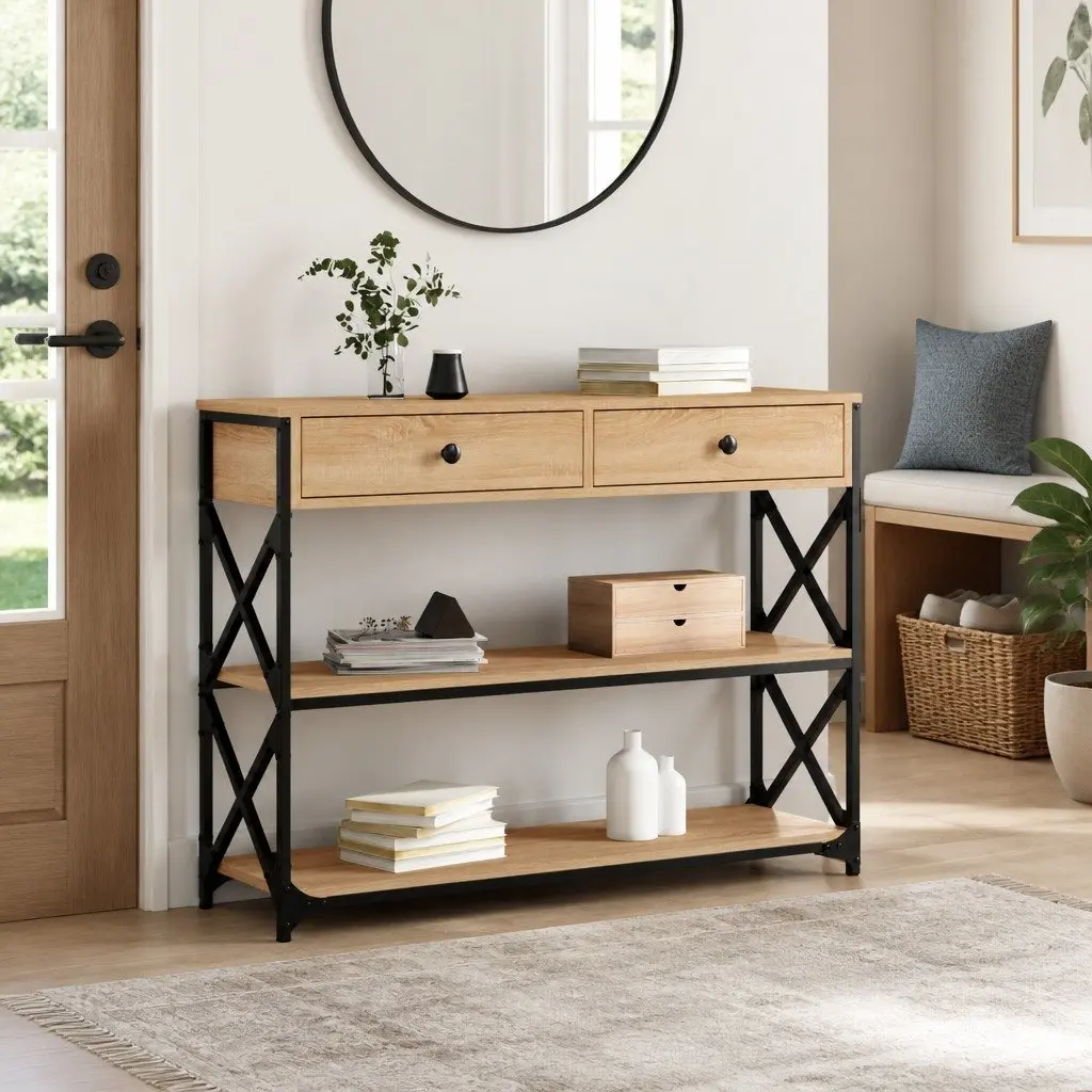 Console Table Sonoma Oak 100x28x75 cm Hallway Entryway Storage Accent Table