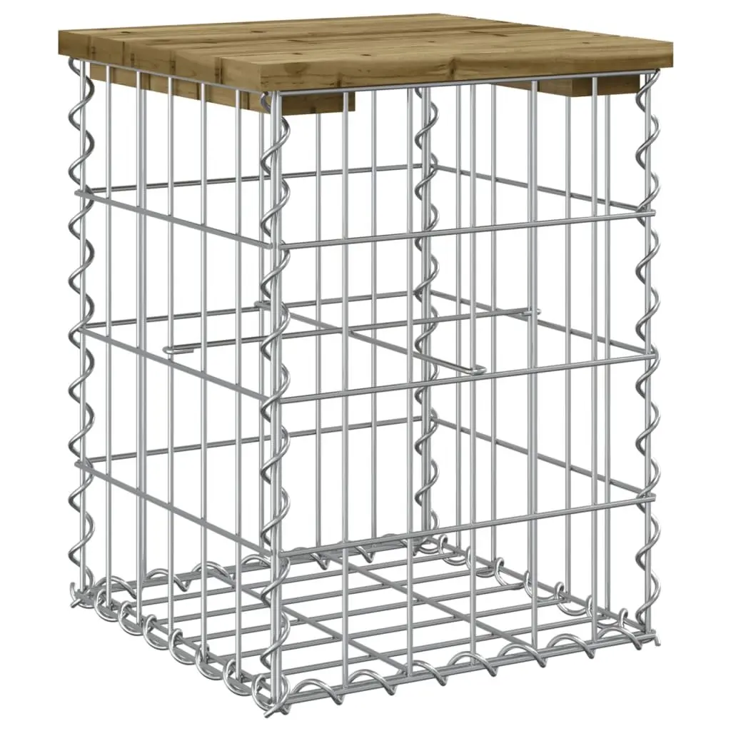 Garden Bench Gabion Design Outdoor Seating Brown Impregnated Pinewood 33x31x42cm