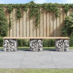 Durable Pine Wood Garden Bench with Gabion Base