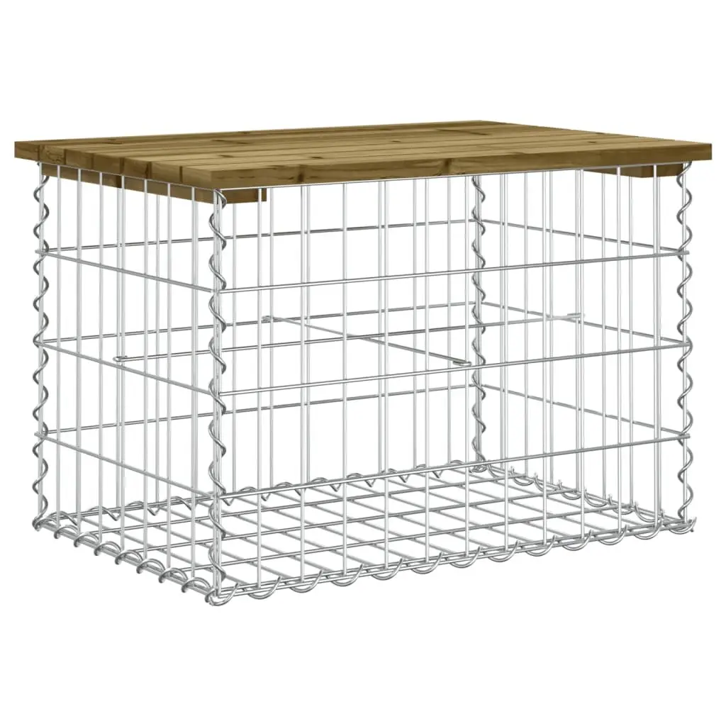 Garden Bench Outdoor Seating Gabion Design Impregnated Pinewood Brown 63x44x42cm