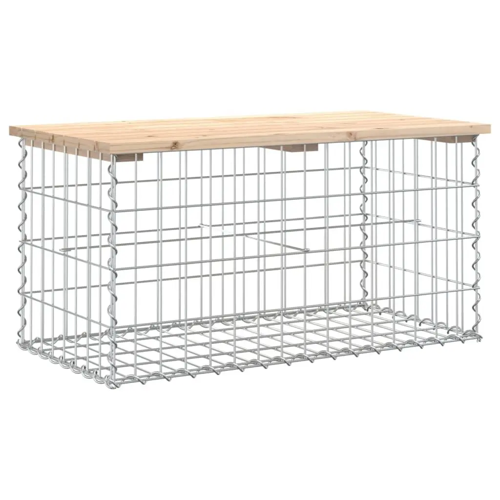 Garden Bench Gabion Design Outdoor Seating Solid Wood Pine Backyard Patio
