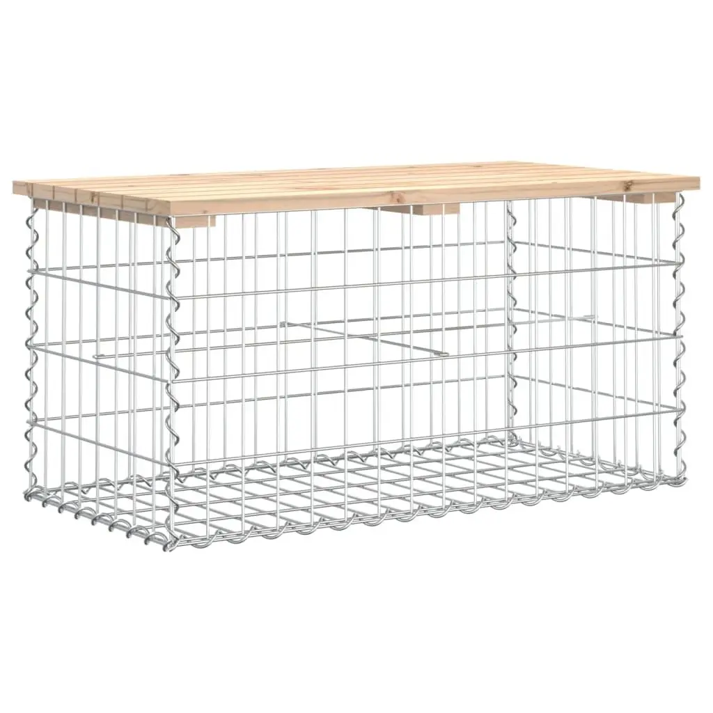 Garden Bench Gabion Design Outdoor Seating Solid Wood Pine Backyard Patio