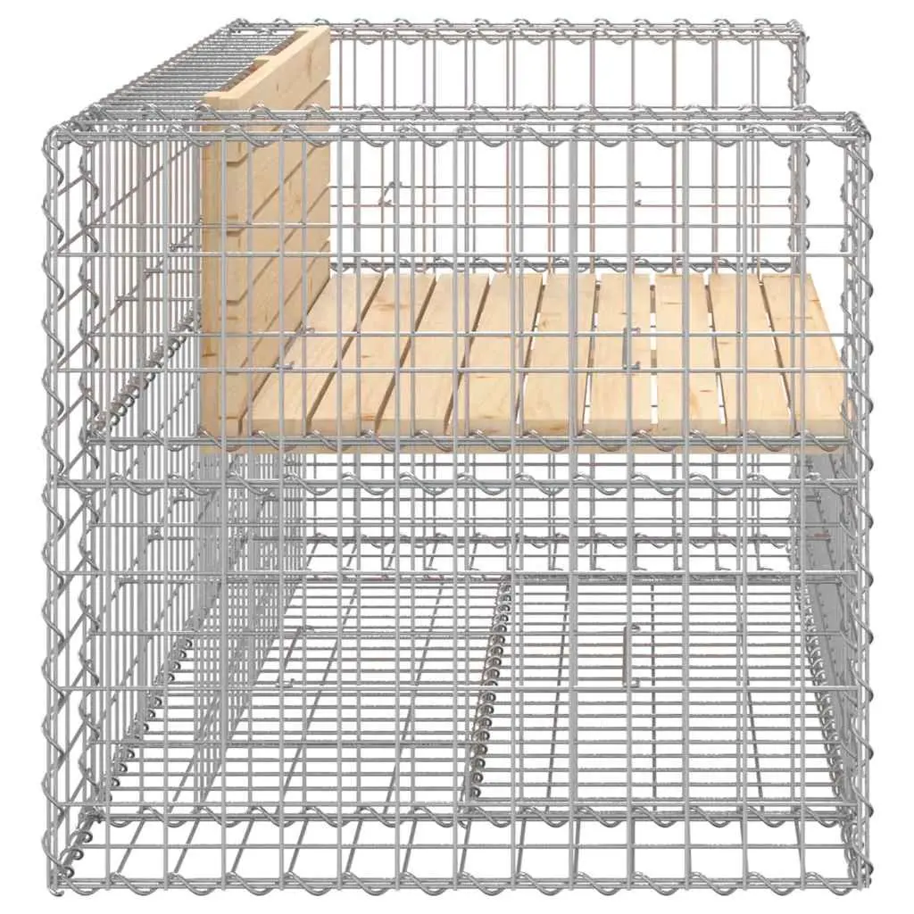 Garden Bench Outdoor Seating Gabion Design Brown Solid Pinewood Backyard Patio