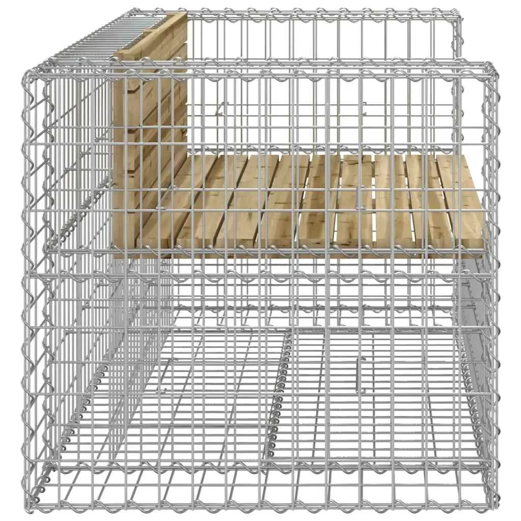 Garden Bench Outdoor Seating Gabion Design Brown Impregnated Wood Pine 143x71x65