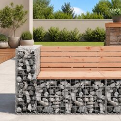 Durable Outdoor Garden Bench with Gabion Base