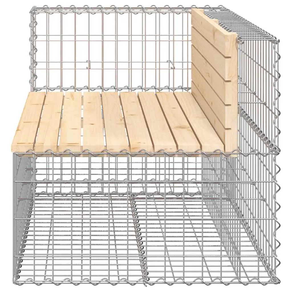 Garden Bench Gabion Design Outdoor Seating Solid Wood Pine Backyard Patio