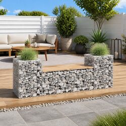 Wooden Garden Bench with Planters: Practical Outdoor Seating