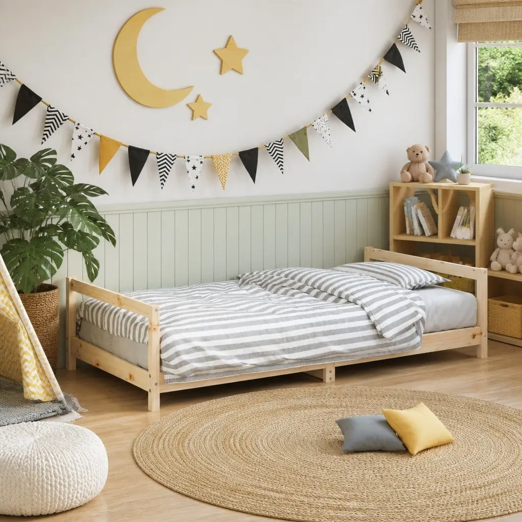 Kids Bed Frame 90x190 cm Solid Pine Wood Single Toddler Children Bedroom
