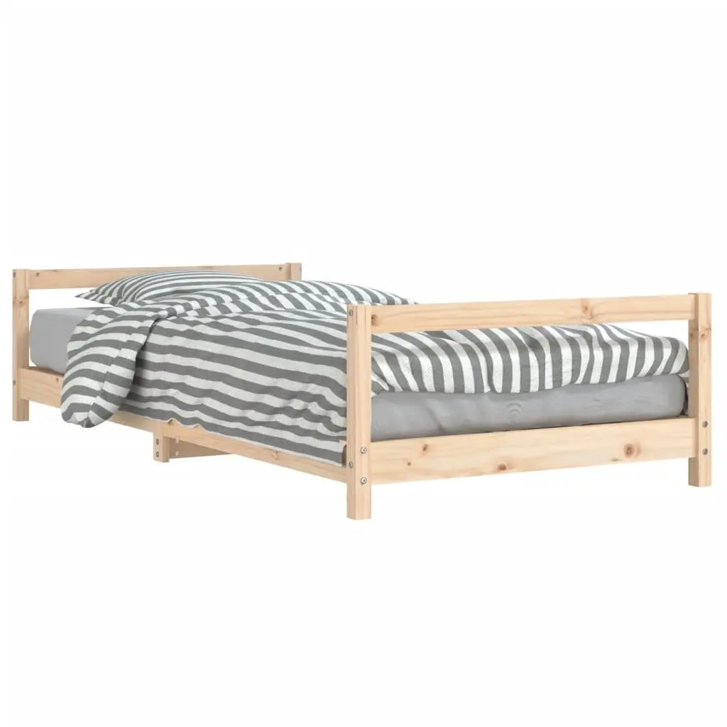 Solid Pine Wood Kids Bed Frame 90x190 cm Brown for Children Bedroom