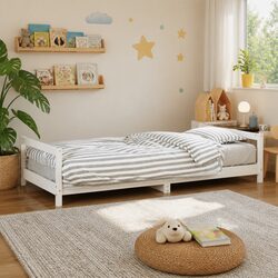 Kids Bed Frame White 90x190 cm Solid Pine Wood Toddler Single Sleeper