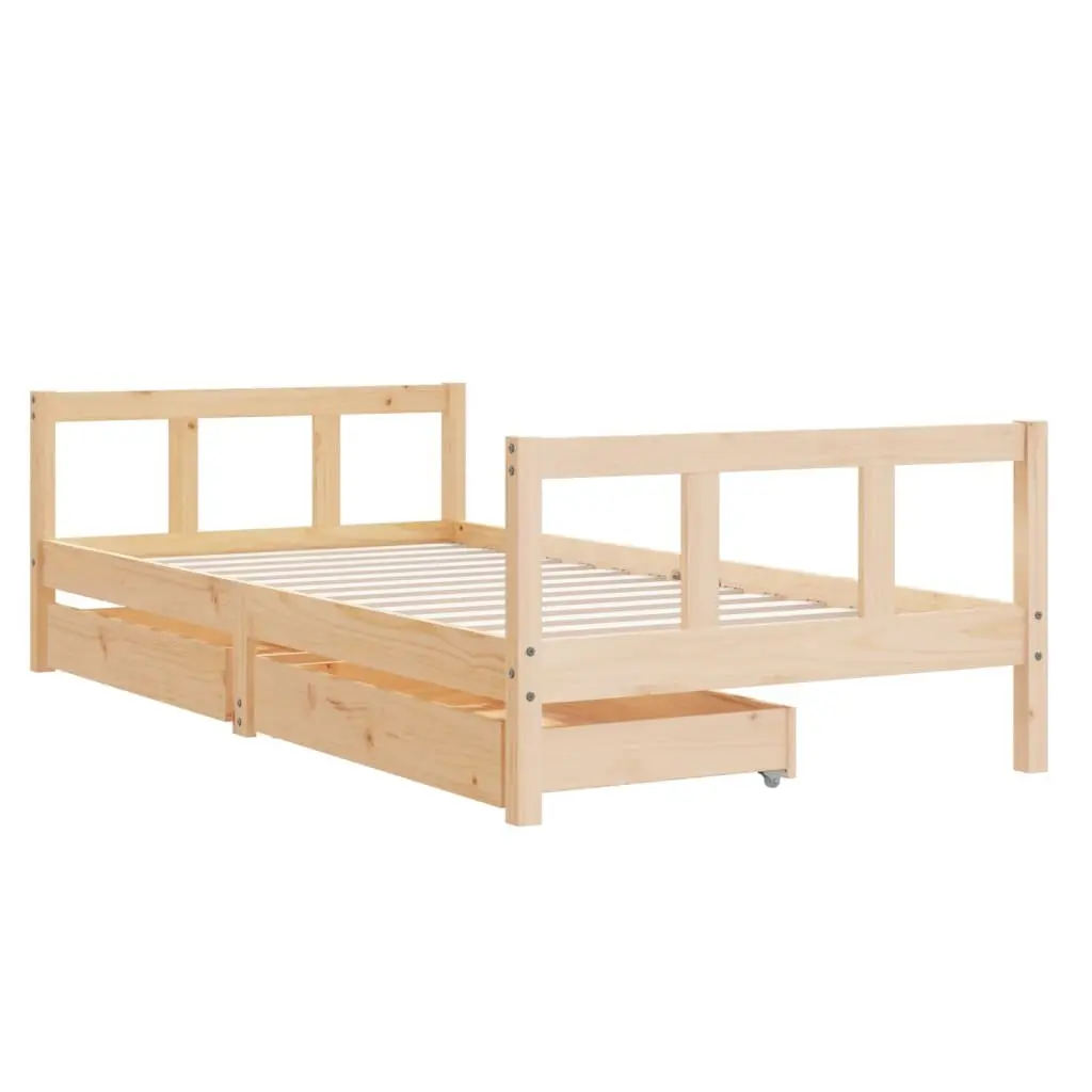 Kids Bed Frame with Storage Drawers 90x190 cm Solid Pine Wood Single Bed