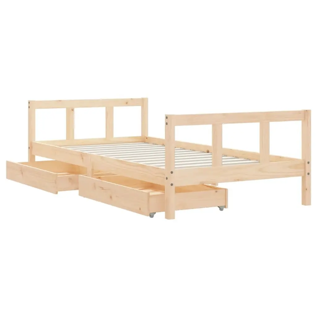 Kids Bed Frame with Storage Drawers 90x190 cm Solid Pine Wood Single Bed