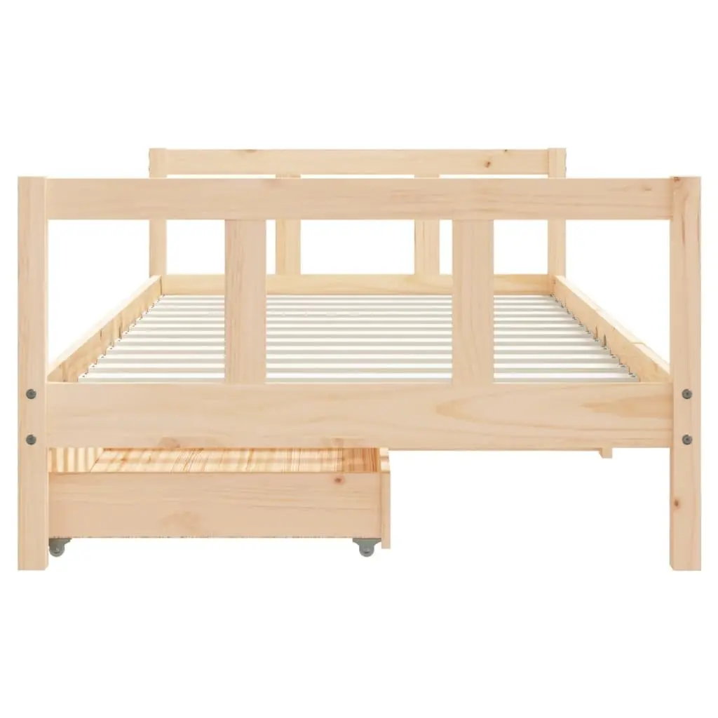 Kids Bed Frame with Storage Drawers 90x190 cm Solid Pine Wood Single Bed