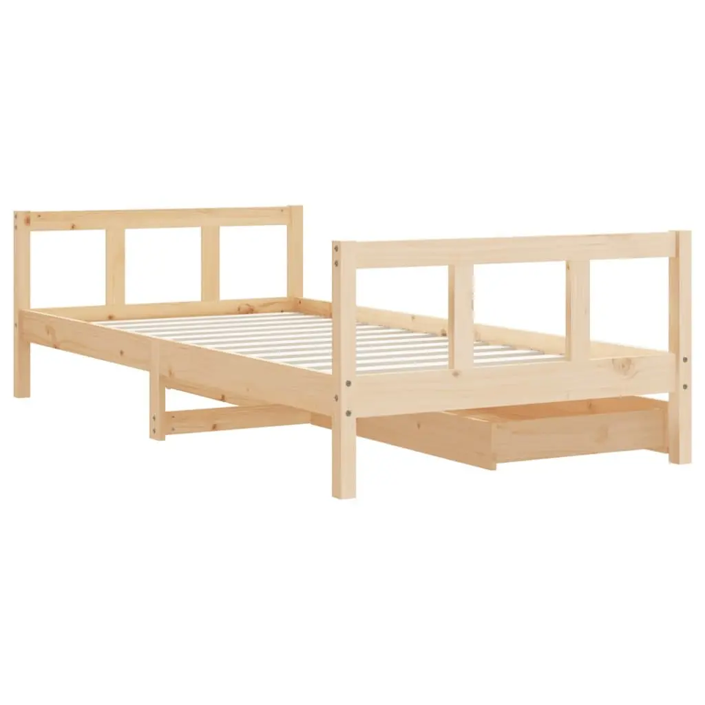 Kids Bed Frame with Storage Drawers 90x190 cm Solid Pine Wood Single Bed
