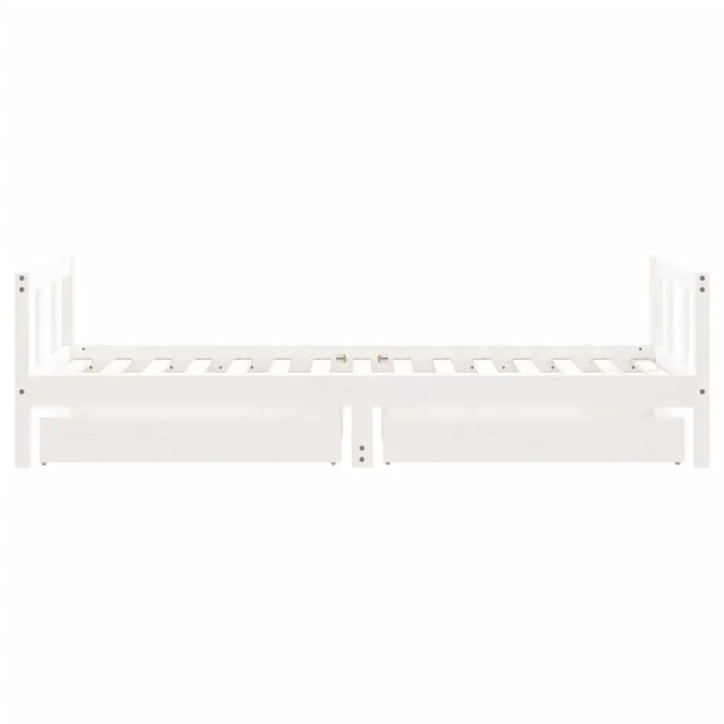 Kids Bed Frame with Storage Drawers 90x190 cm White Solid Wood
