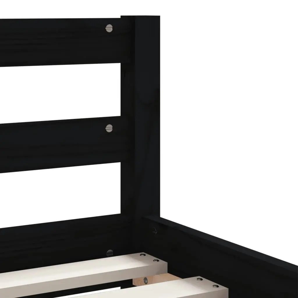 Kids Bed Frame Storage Drawers 90x190 cm Solid Pine Wood Black