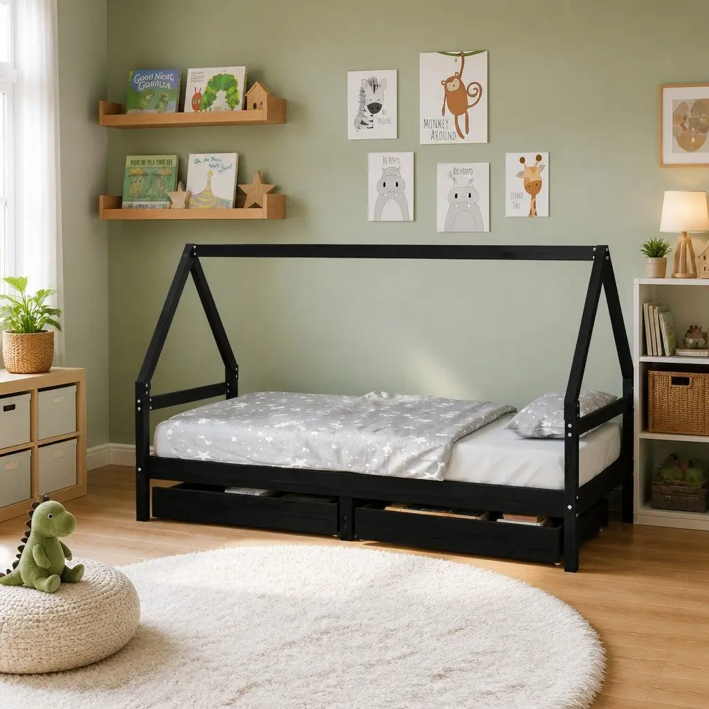 Kids Bed Frame with Storage Drawers