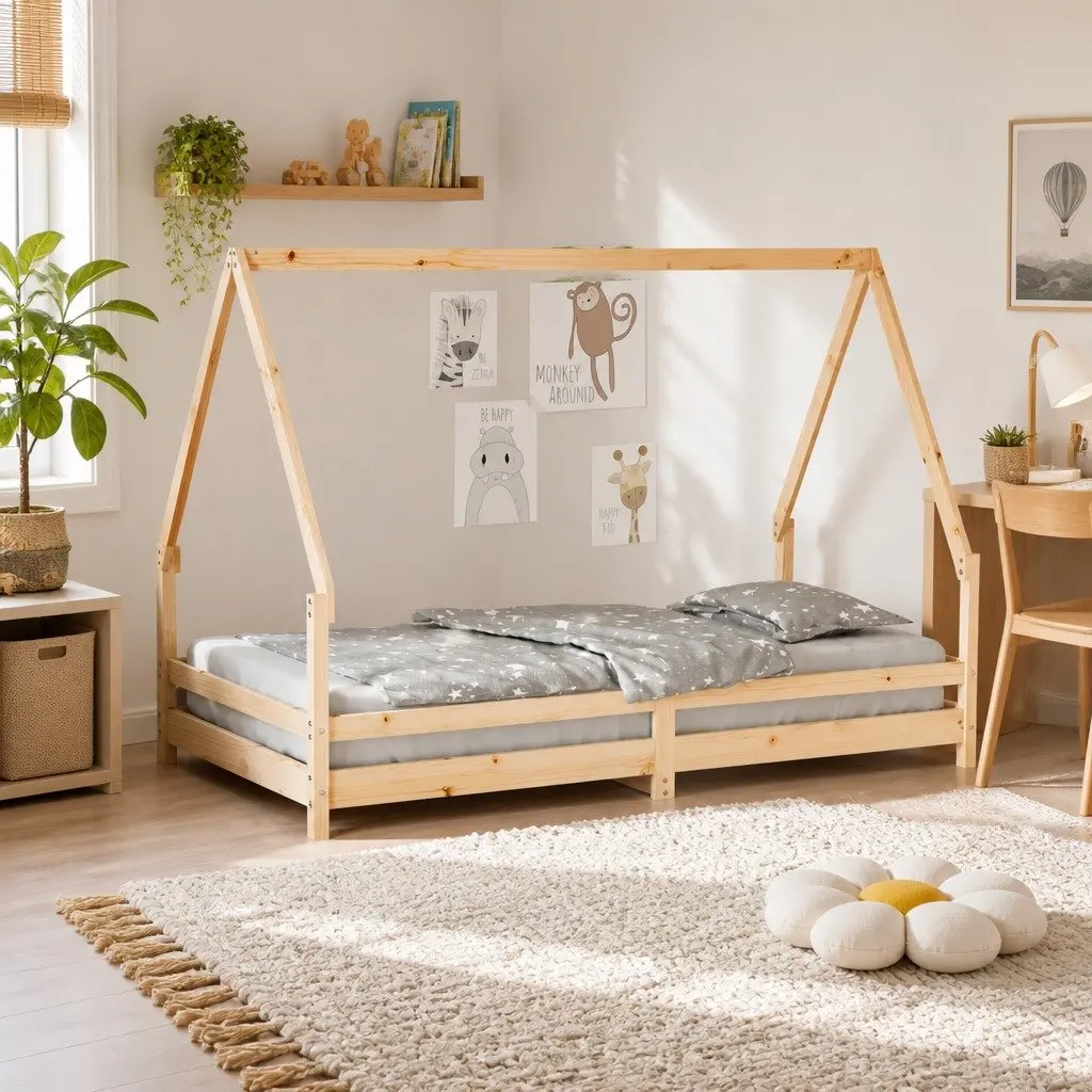 Kids Bed Frame 90x190 cm in Solid Pine Wood