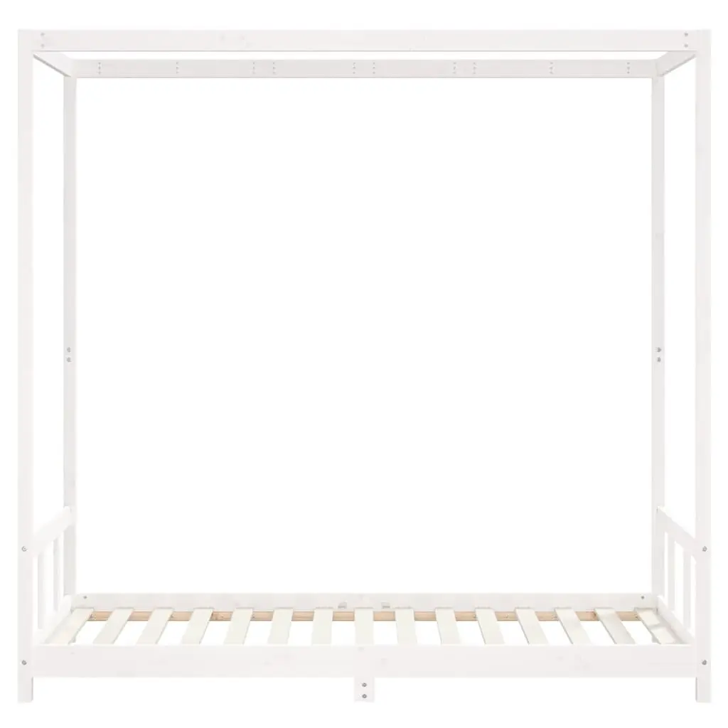 Kids Bed Frame White Canopy 90x190 cm Solid Wood Pine Toddler Single Bed