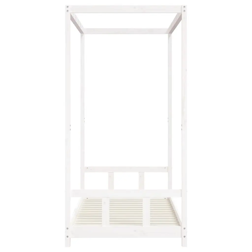 Kids Bed Frame White Canopy 90x190 cm Solid Wood Pine Toddler Single Bed