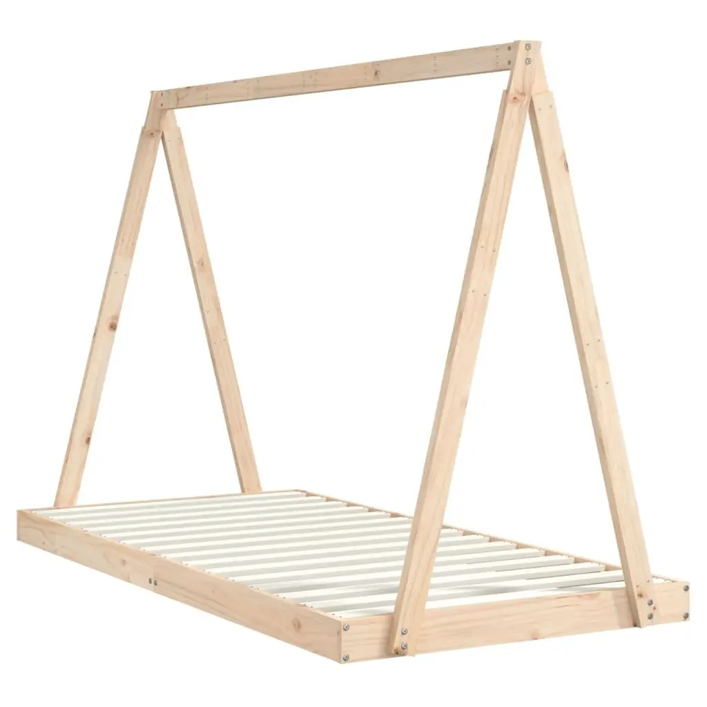 Kids Bed Frame 90x190 cm Solid Wood Pine Tipi Design Brown Toddler Bedroom