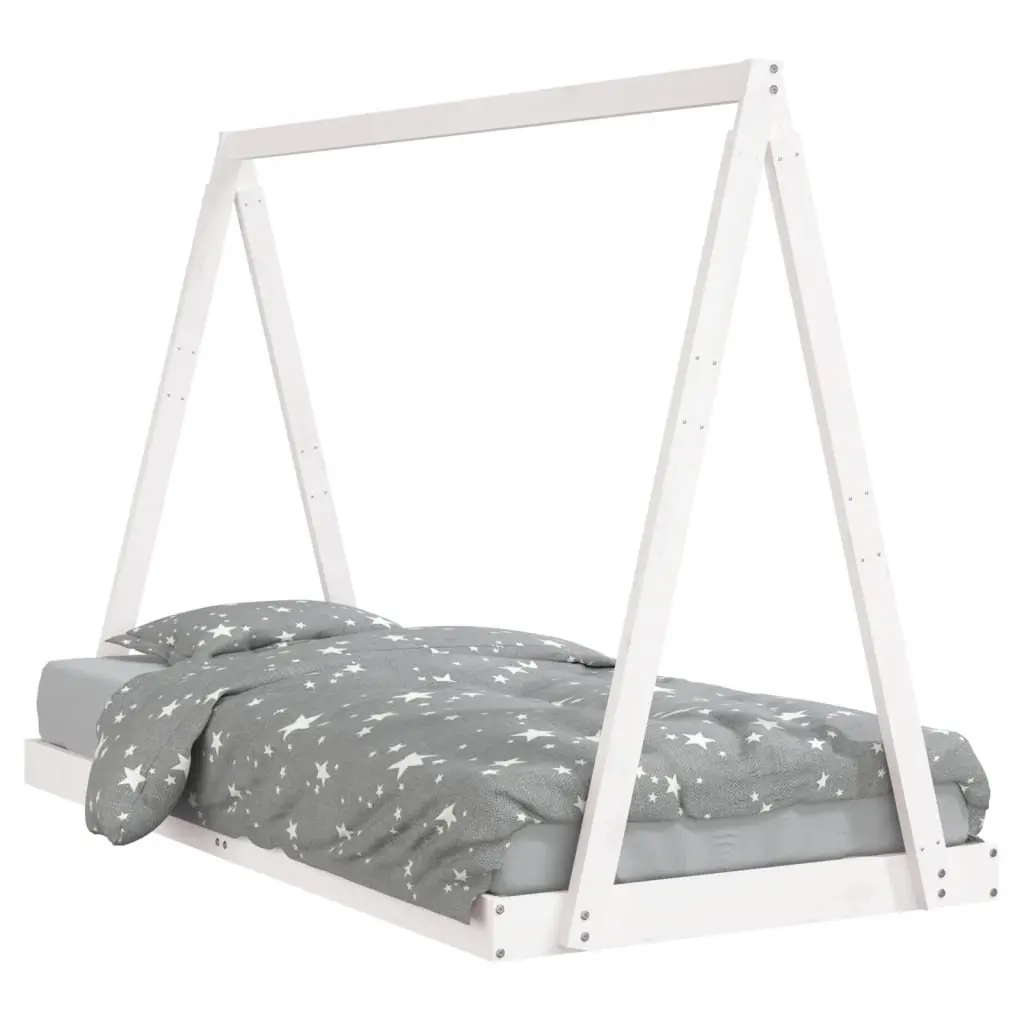 Kids Bed Frame White 90x190 cm Solid Pine Wood Toddler Single Bedroom Furniture