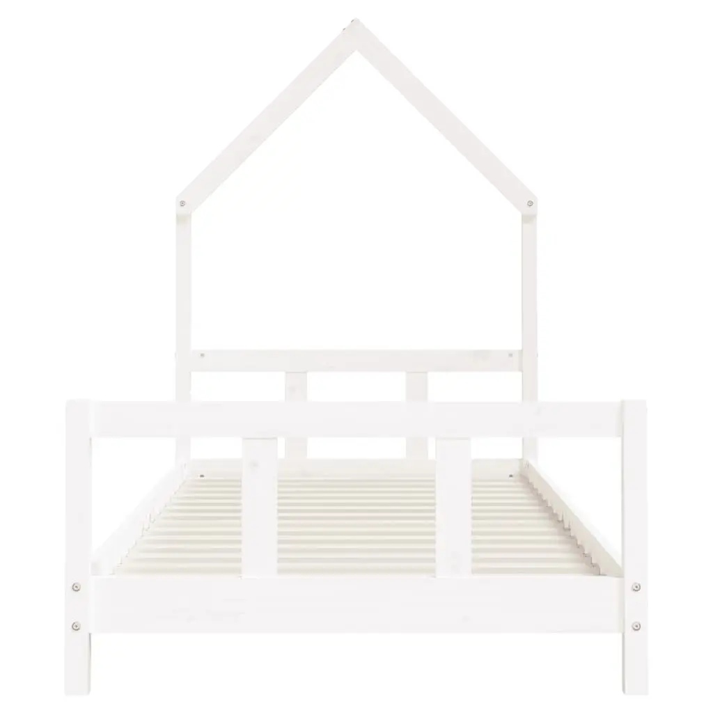 Kids Bed Frame House Bed 92x187cm White Solid Pine Wood Toddler Bedroom