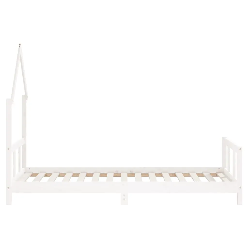 Kids Bed Frame House Bed 92x187cm White Solid Pine Wood Toddler Bedroom