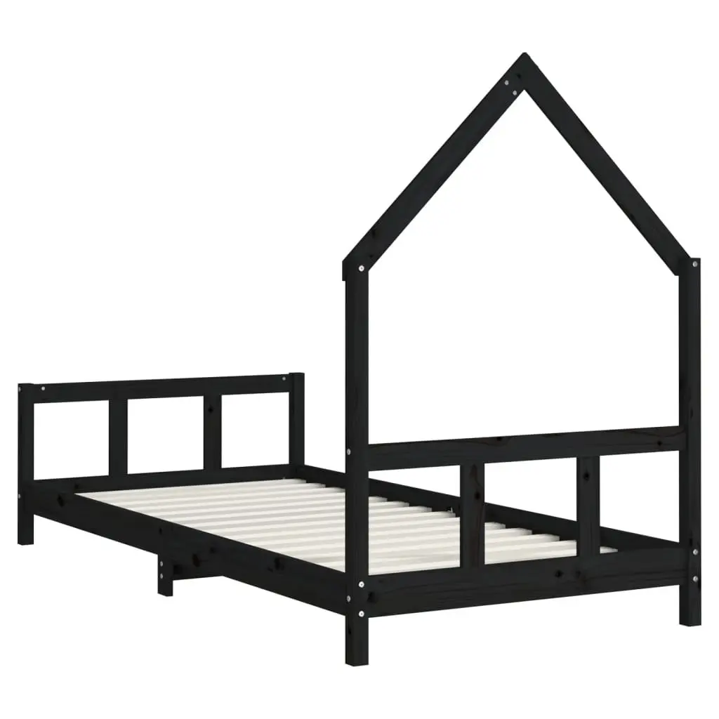 Kids Bed Frame Single House Design Low-Profile Toddler Bedroom Furniture Black