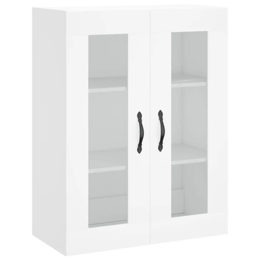 Wall Mounted Cabinet Storage White Engineered Wood 3 Compartment