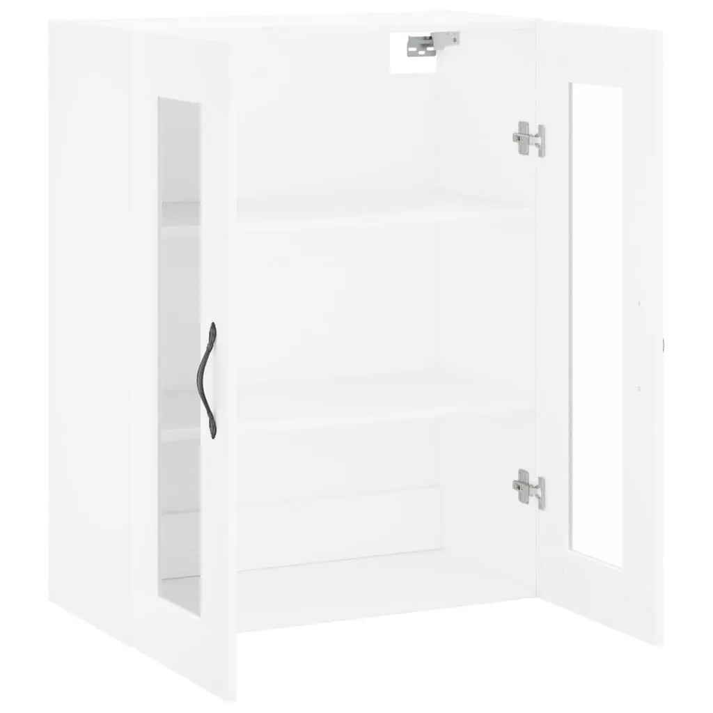 Wall Mounted Cabinet Storage White Engineered Wood 3 Compartment