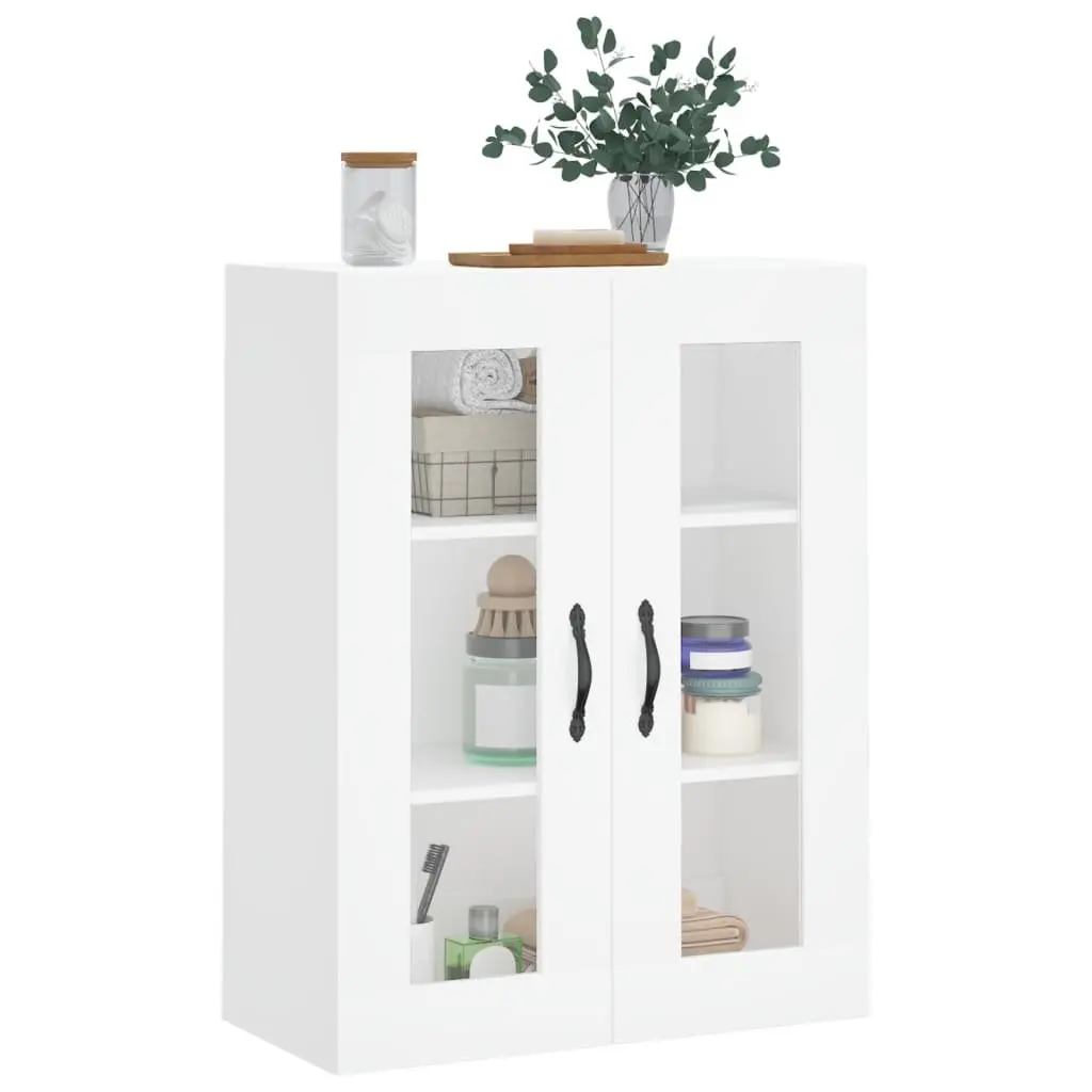 Wall Mounted Cabinet Storage White Engineered Wood 3 Compartment