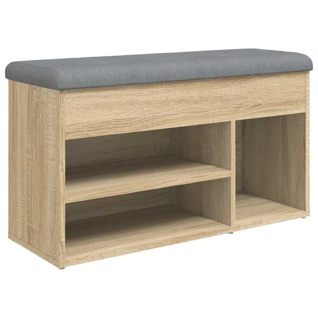 Shoe Bench Storage Organiser Padded Seat 82 x 32 x 45.5 cm Brown