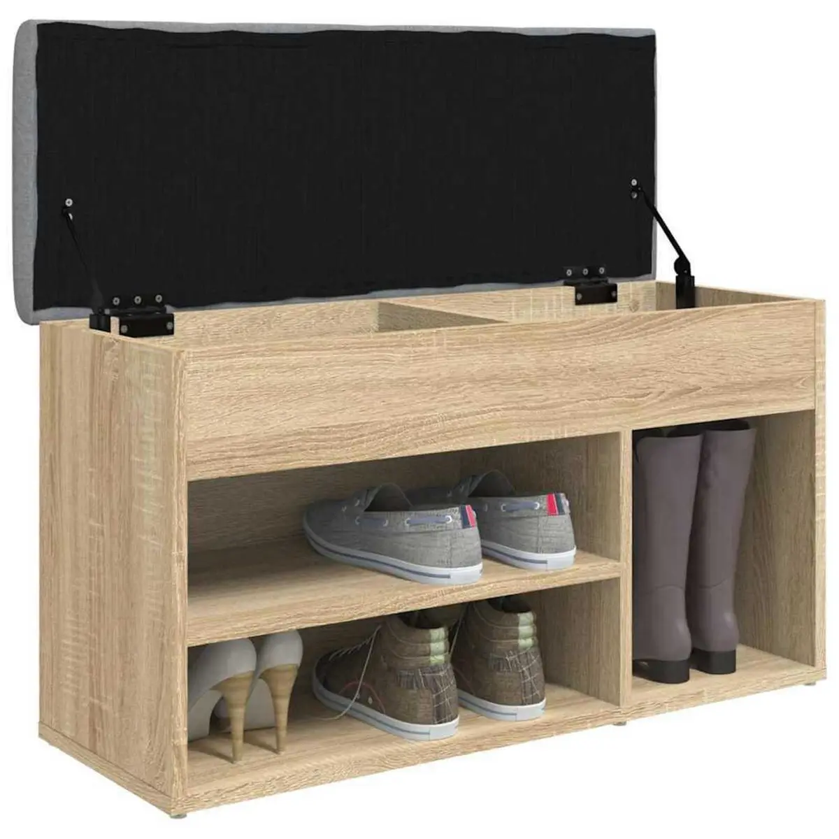 Shoe Bench Storage Organiser Padded Seat 82 x 32 x 45.5 cm Brown