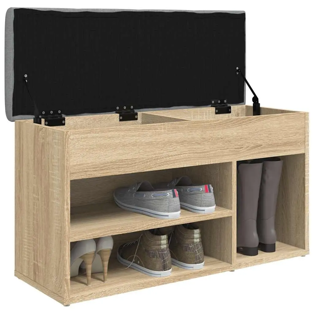 Shoe Bench Storage Organiser Padded Seat 82 x 32 x 45.5 cm Brown