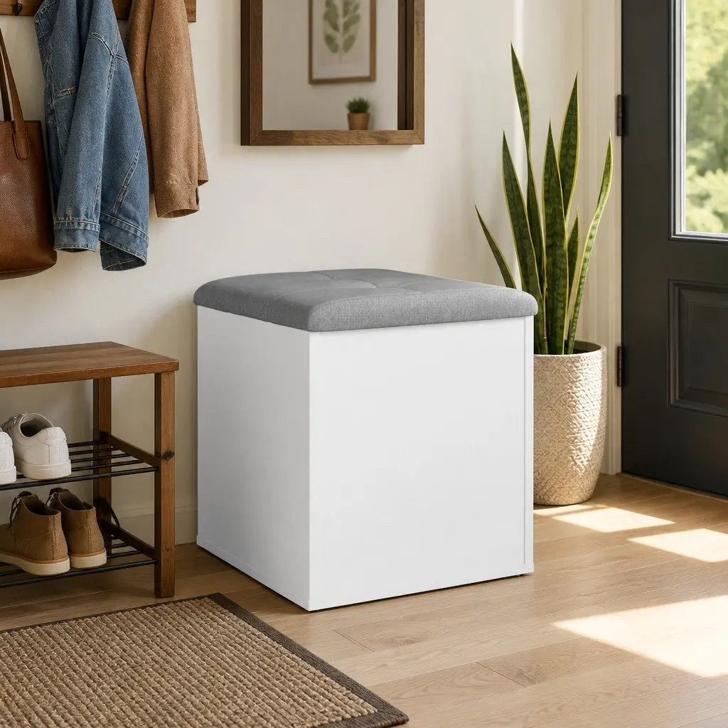 White Storage Bench