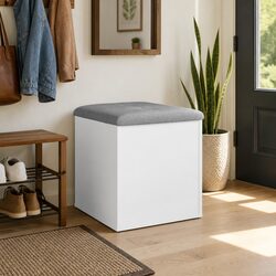 Comfortable and Practical White Storage Bench