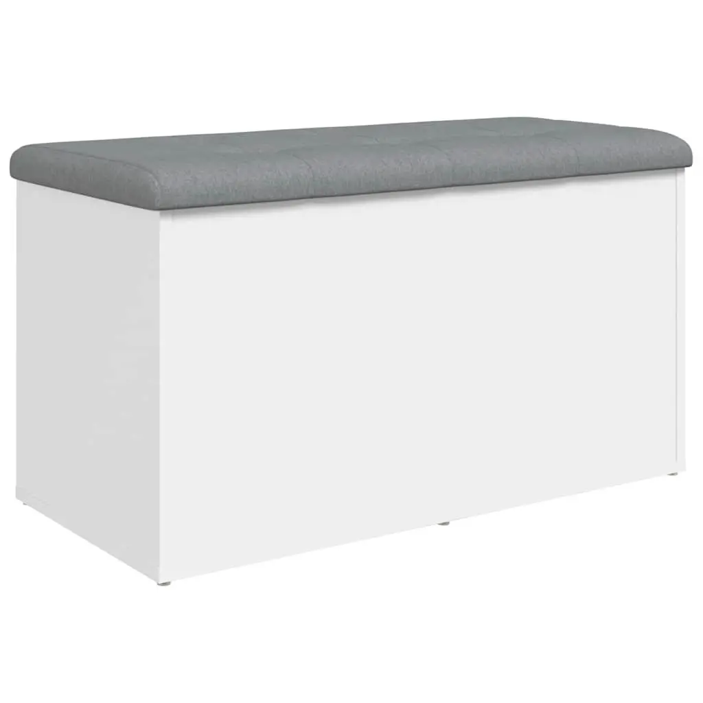 Storage Bench White Padded Seat 82x42x45 cm Hinged Lid