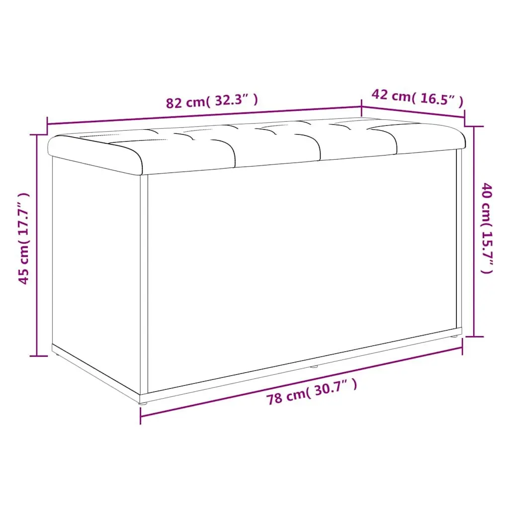 Storage Bench White Padded Seat 82x42x45 cm Hinged Lid
