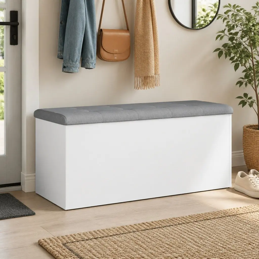Storage Bench Shoe Organizer 102x42x45 cm White