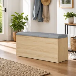 A Reliable Brown Storage Bench with Comfort and Utility
