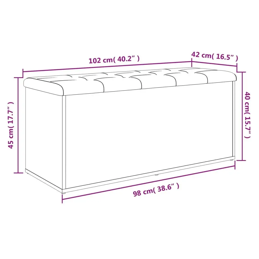 Storage Bench Shoe Organiser 102 x 42 x 45 cm Brown Engineered Wood Padded Seat