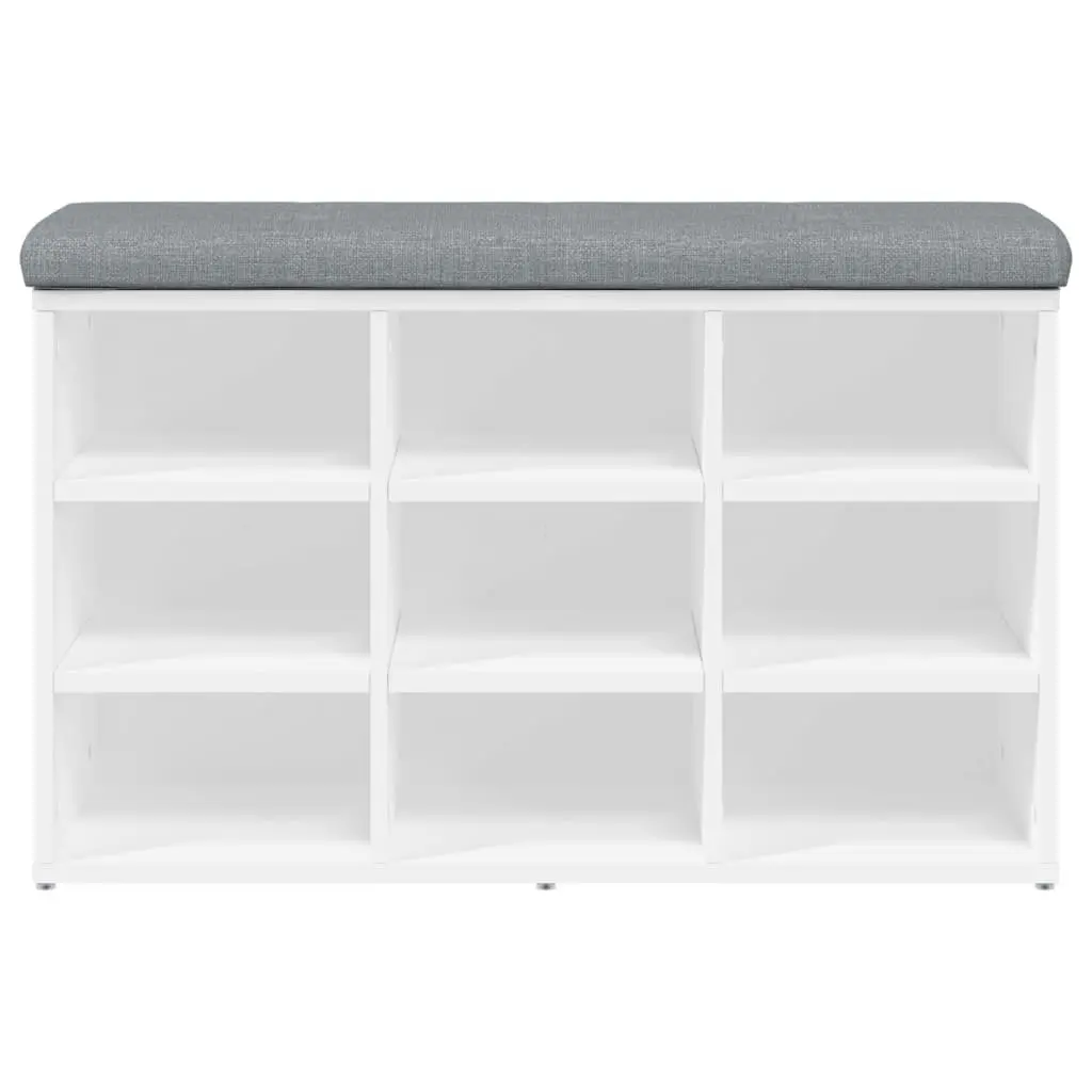 Shoe Bench Storage Seating White Padded Cushion 82L x 32W x 50H cm