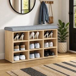 Comfortable Shoe Storage Bench for Entryway - Brown