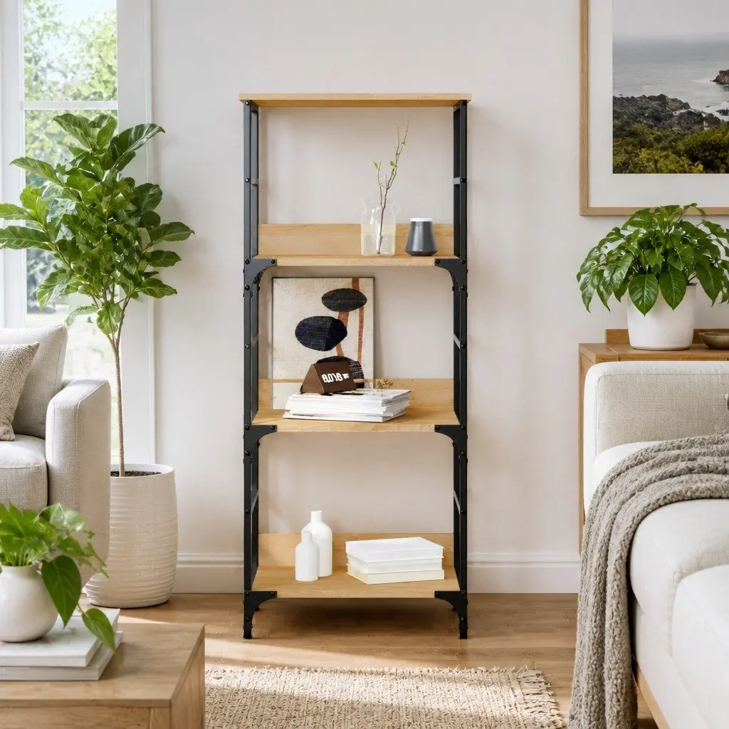 Bookshelf 3-Tier Storage Shelf Sonoma Oak 50x33x117.5cm Engineered Wood Bookcase